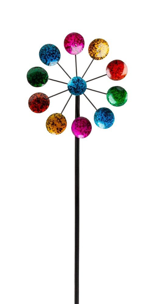 Geschenkestadl Windrad Windspiel Gartenstecker Metall bunt Windrad Deko Garten 85 cm (Set, 1 St), farbenfrohes Windrad