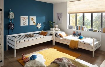 Kindermöbel 24 Etagenbett Alain Kiefer massiv weiß