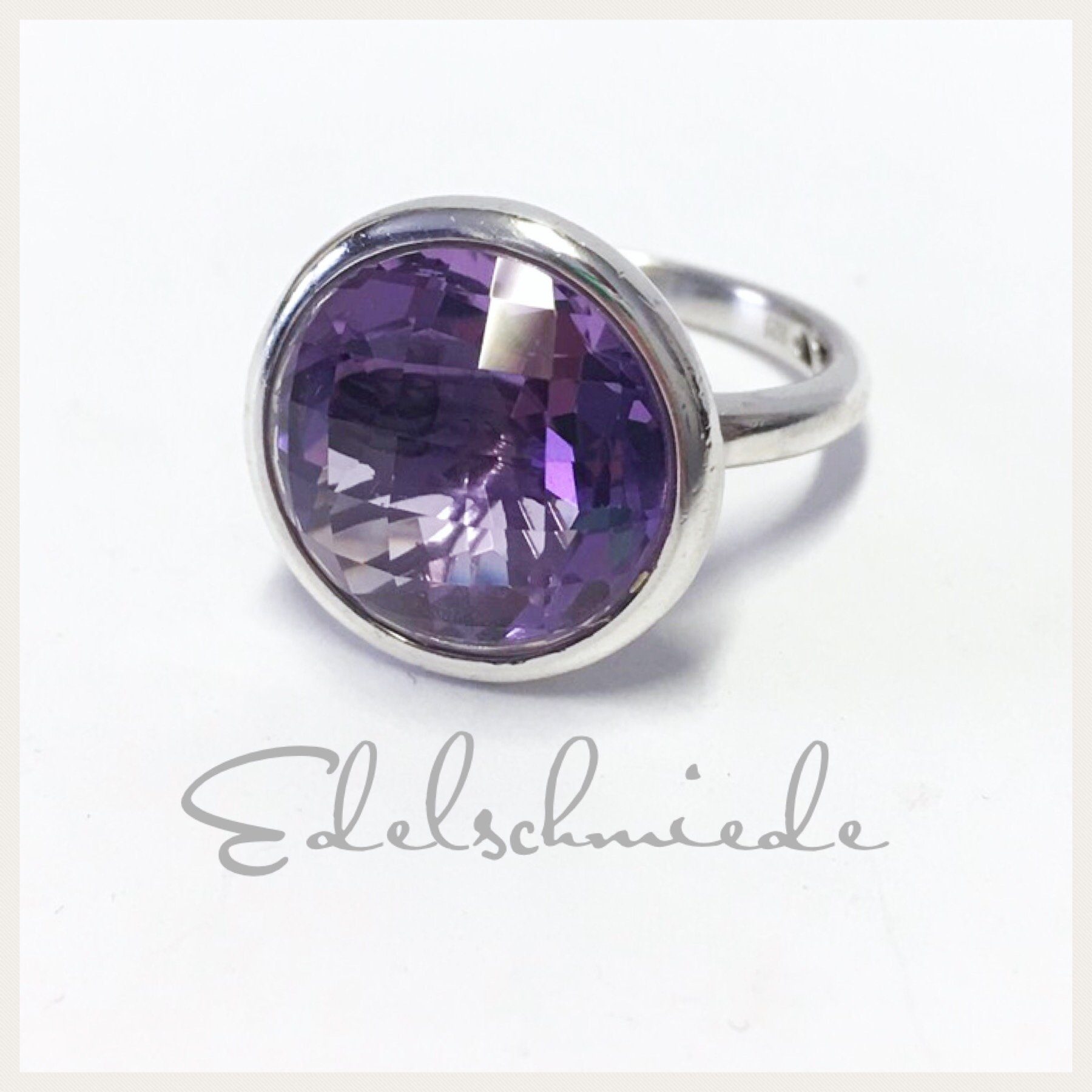 Silberring edler Silberring rhod mit Amethyst facettiert Ringgröße 56