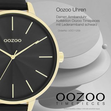 OOZOO Quarzuhr Oozoo Damen Armbanduhr Timepieces Analog, Damenuhr rund, extra groß (ca. 48mm) Lederarmband, Fashion-Style