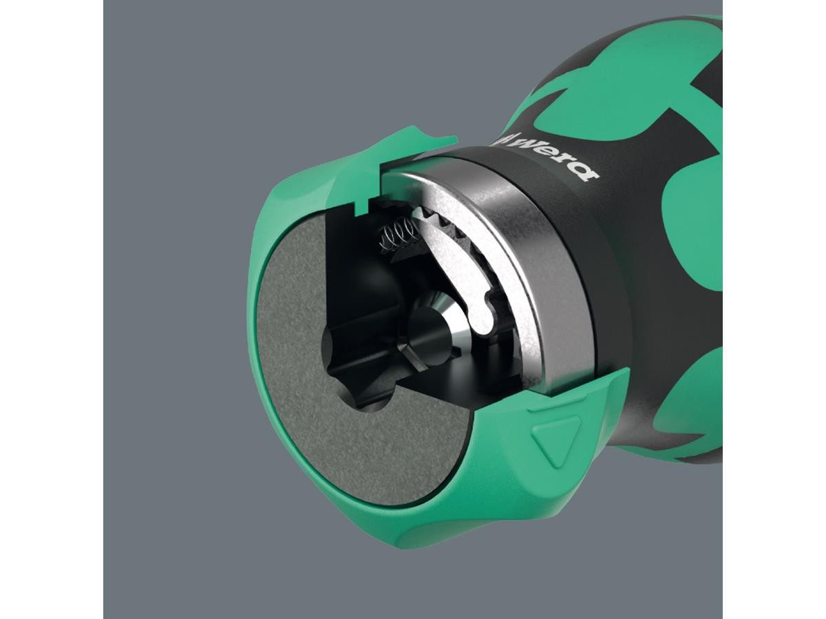 Wera Schraubendreher KK Stubby Magazin RA 4, (Set), 6-teilig, im Griff integrierte Ratsche, mit 6 Bits im Magazin