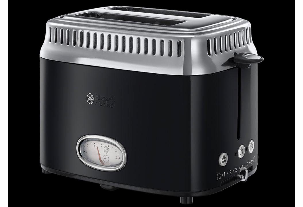 RUSSELL HOBBS Toaster 21681-56, 2 kurze Schlitze, 1300 W, Retro Classic Noir