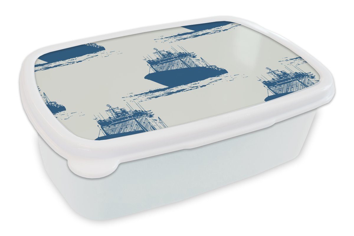 meistverkauft MuchoWow Lunchbox Muster Brotdose, - Jungs Brotbox (2-tlg), Erwachsene, und - für Kunststoff, für Wasser Mädchen und weiß Kinder Boot