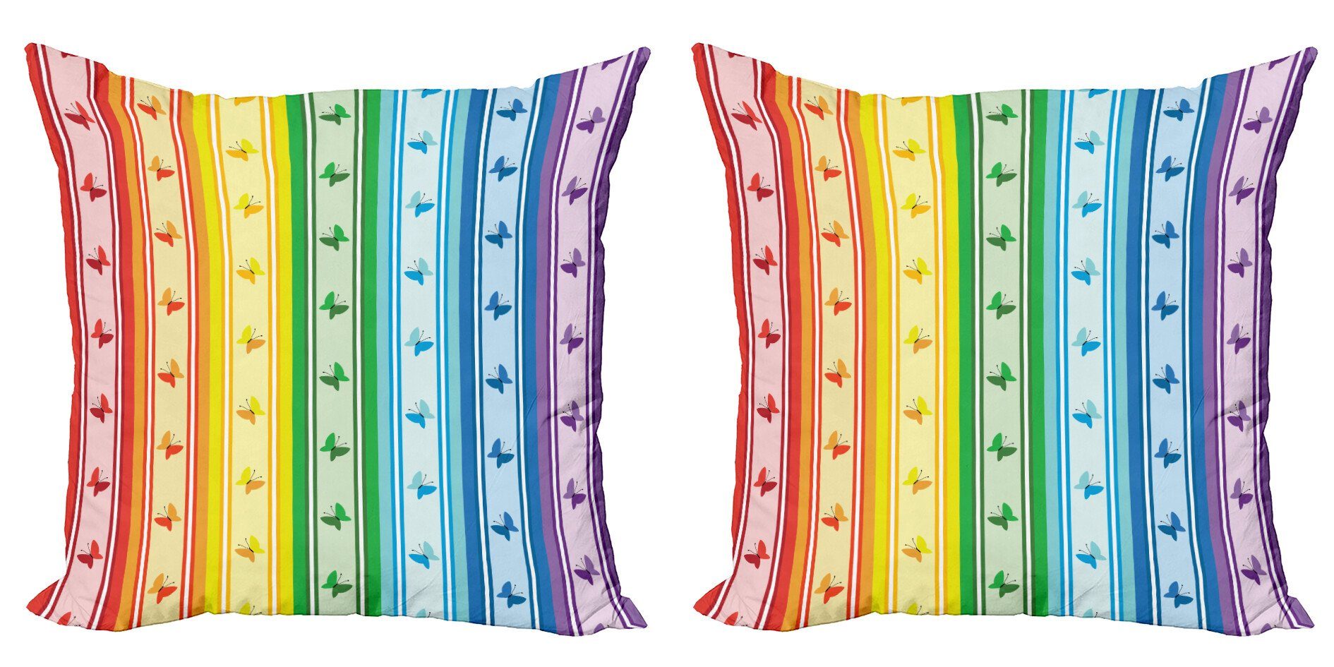Kissenbezüge Modern Doppelseitiger Stück), Streifen-Regenbogen-Muster Accent Abakuhaus Bunt (2 Digitaldruck