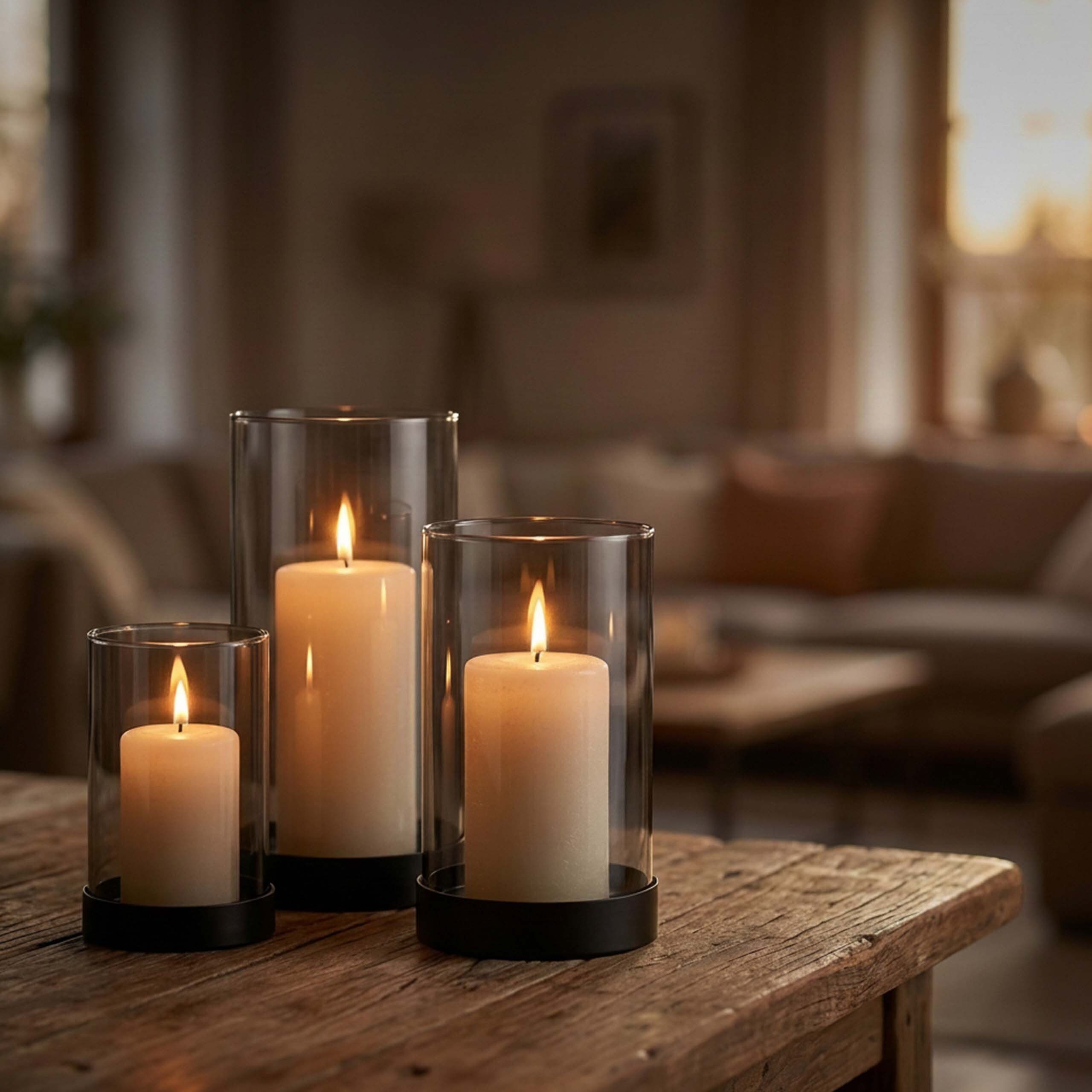 relaxdays Windlicht Rauchglas im 6er Set mit Fuß