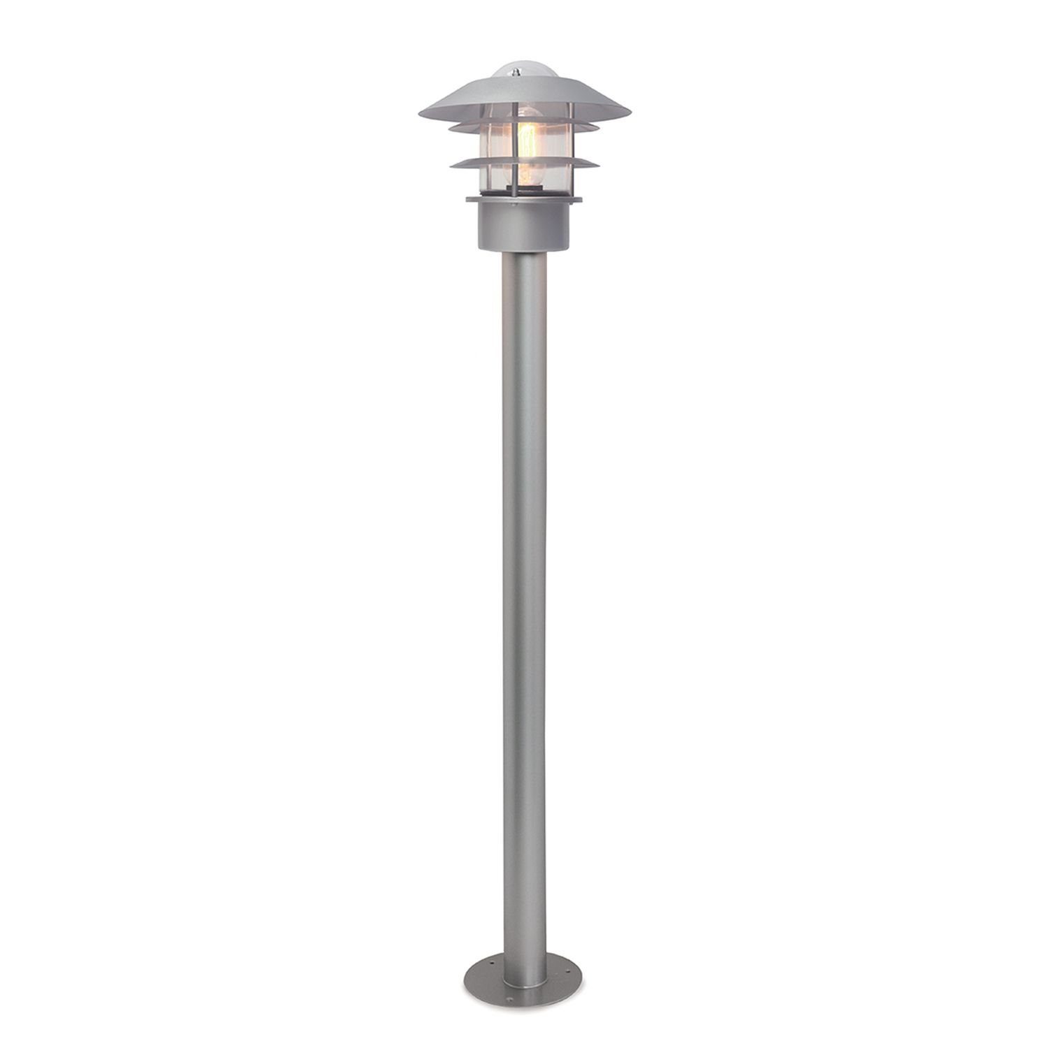Licht-Erlebnisse Außen-Stehlampe RIVER, ohne Leuchtmittel, Wegeleuchte 100 cm Silber Garten Terrasse Glas Edelstahl IP44 E27