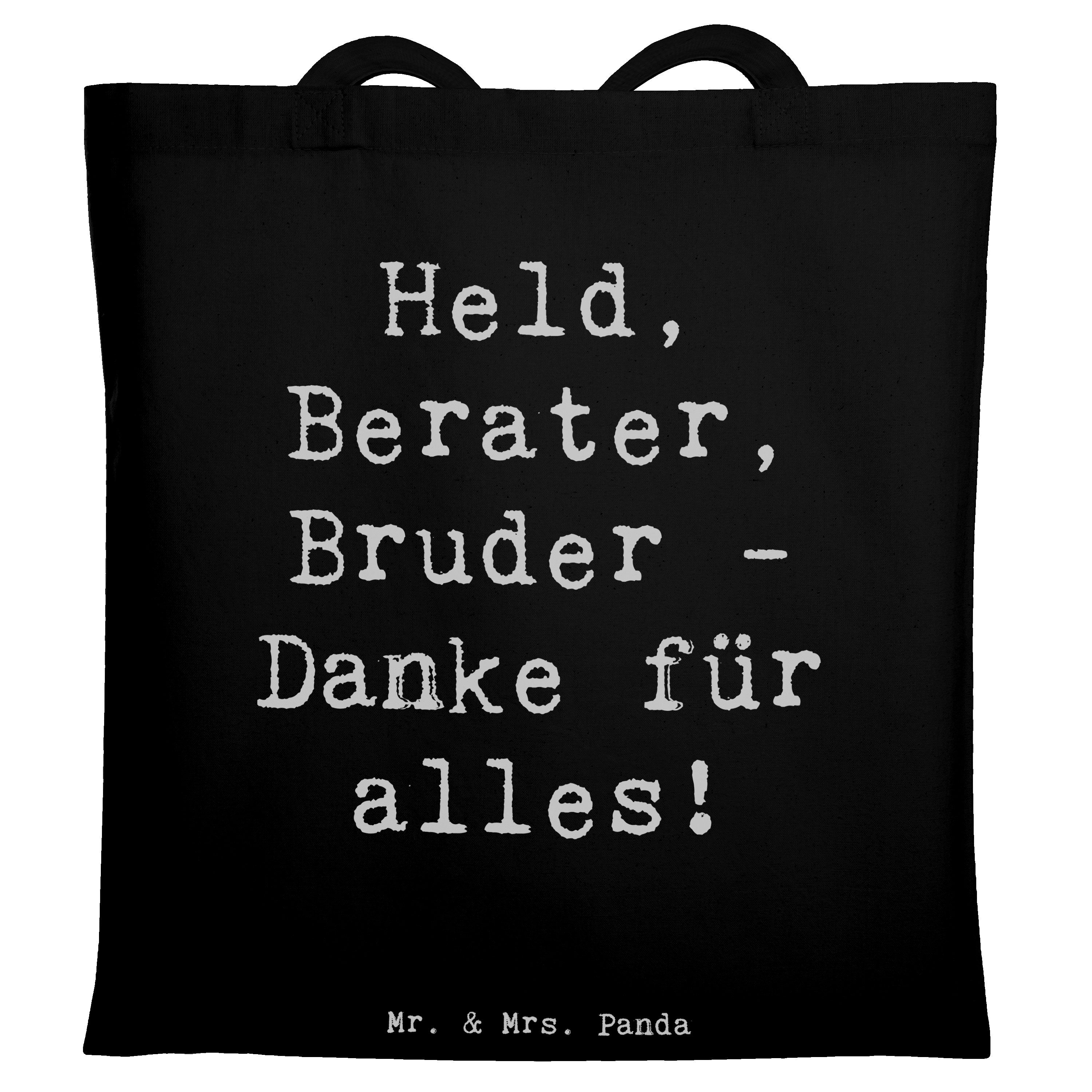Tragetasche Spruch Held Bruder, Jutebeutel, Schwarz, Danke sagen, Shopping Tasche
