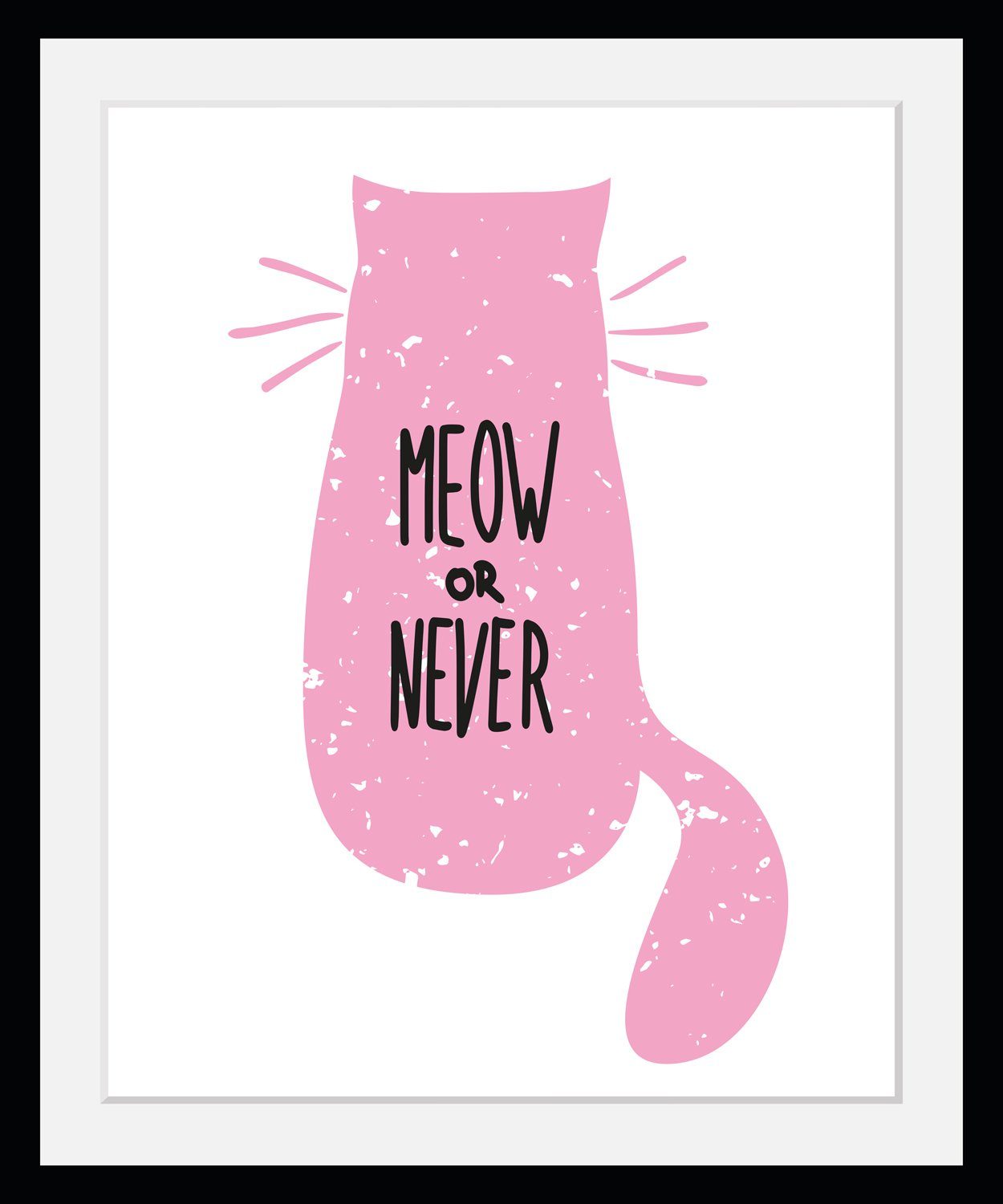 Bild mit Rahmen Meow or Never - Katze - Rosa - Gerahmter Digitaldruck - Wandbild