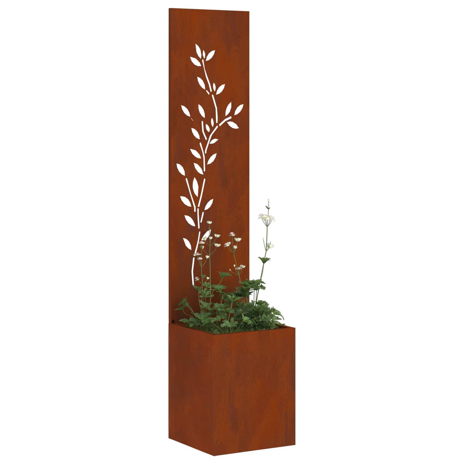 vidaXL Wandbild Garten Sichtschutz-Leinwand Floral Rostig 32 x 32 x 150 cm, (1 St)