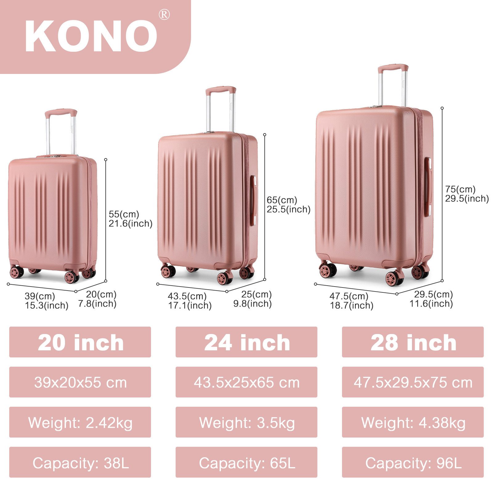 KONO Koffer Handgepäck-Trolley, Ultraleichter Hartschalenkoffer günstig online kaufen