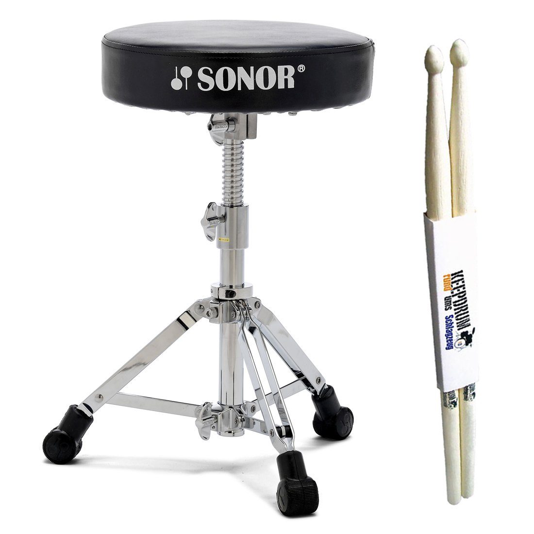 SONOR Schlagzeug Sonor Schlagzeug Hocker DT 2000 mit Schlagzeugstöcken