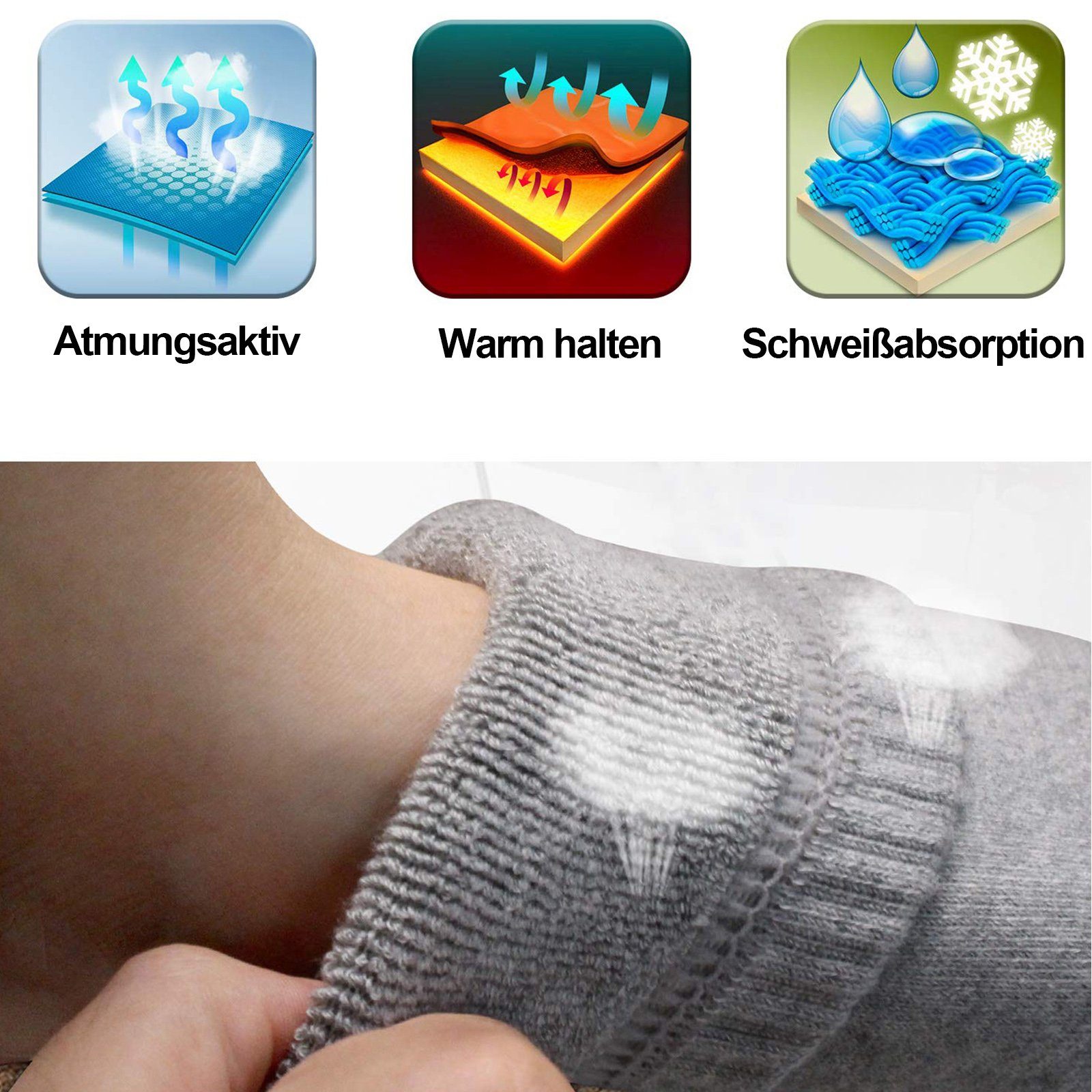 BTTO Langsocken Beheizbare Socken Funktionssocken Heizsocke Feet Batterien 1-Paar Herren Damen Langsocken