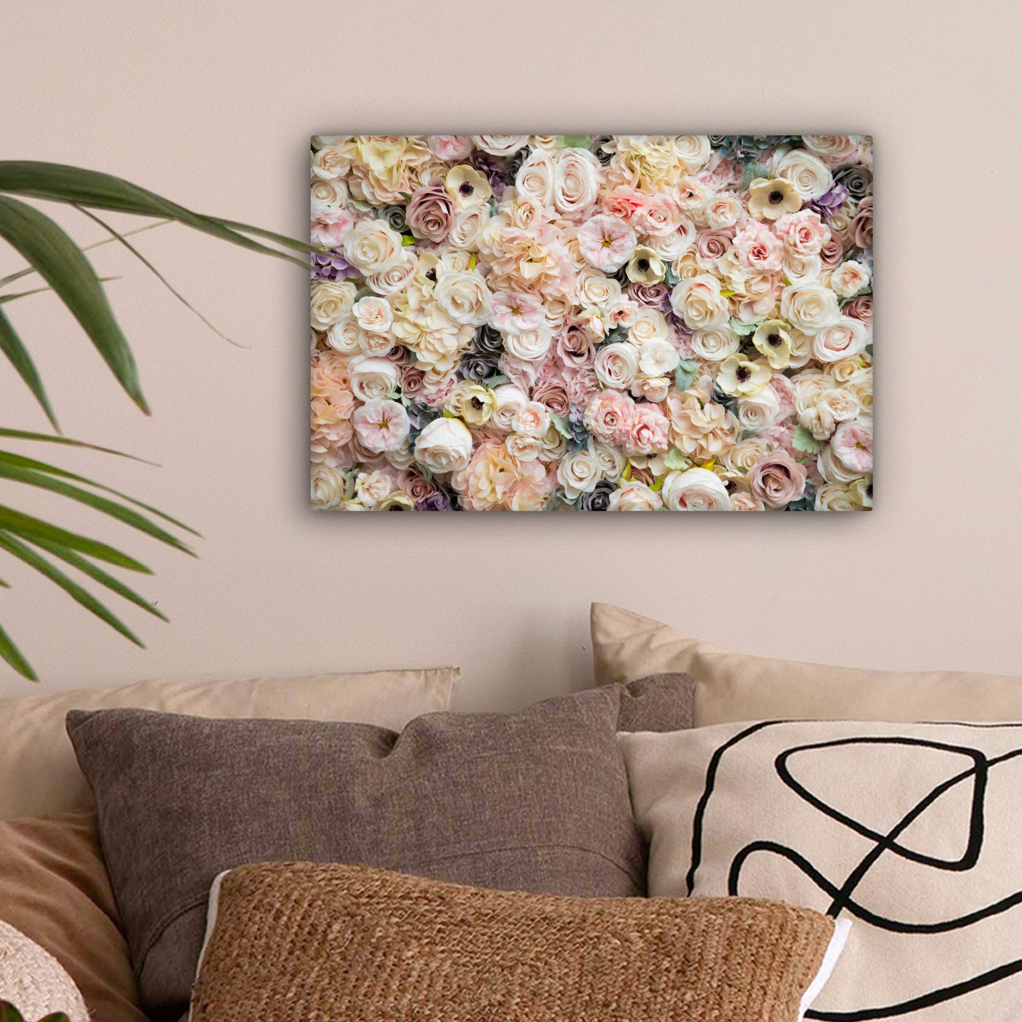 OneMillionCanvasses® Leinwandbild Rosen - Blumen - Pastell, Fotodruck (1 St günstig online kaufen