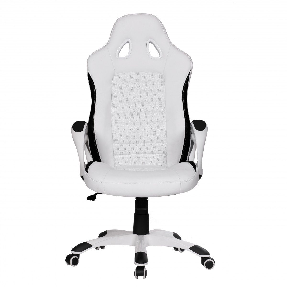 Amstyle Gaming Chair SPM1.212 (Kunstleder Weiß Chefsessel mit Armlehne 110 kg), Bürostuhl Lederoptik Drehstuhl Schreibtischstuhl