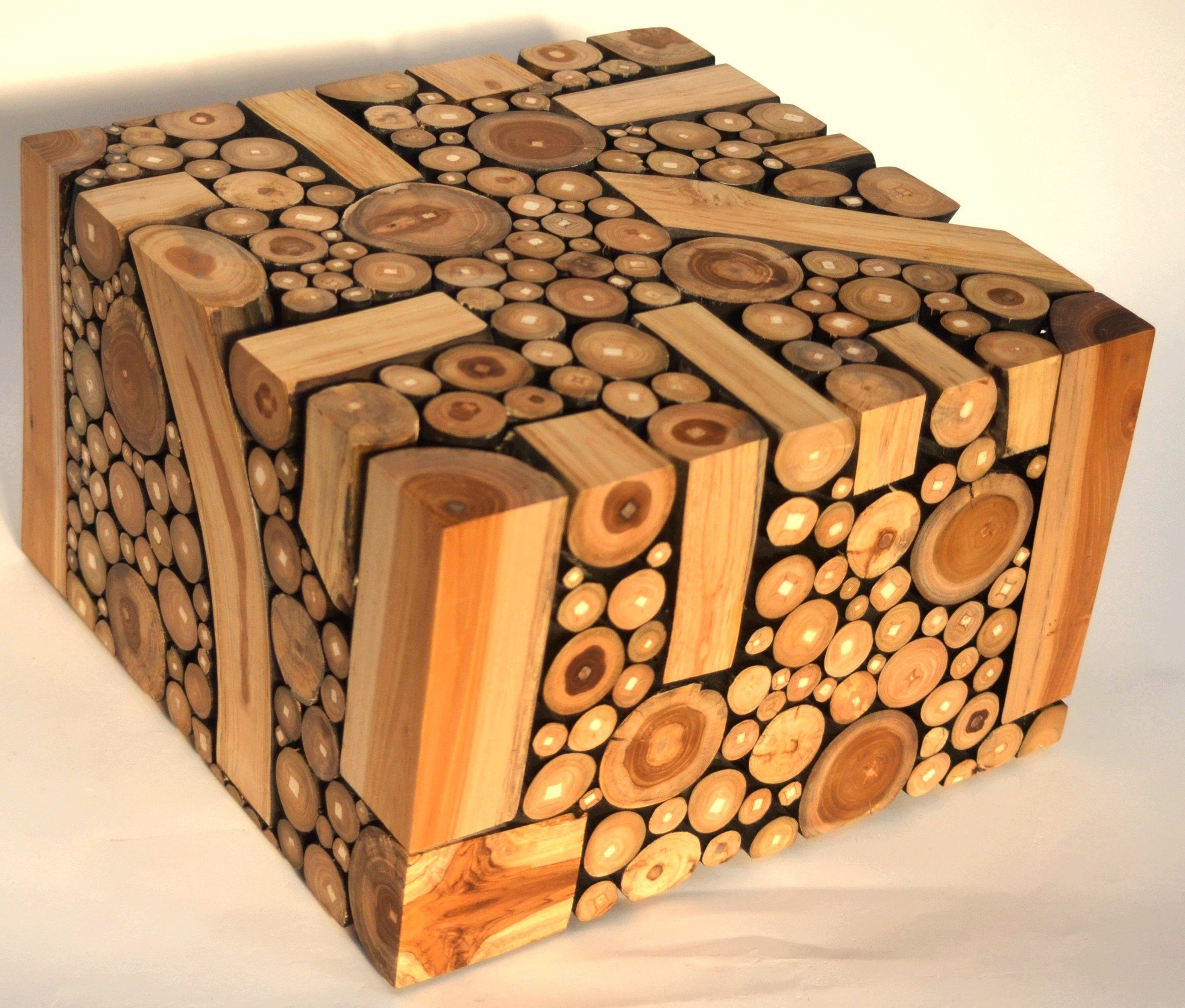 Brillibrum Beistelltisch Teak Beistelltisch Baumscheibentisch Holz Naturholz Mischholz