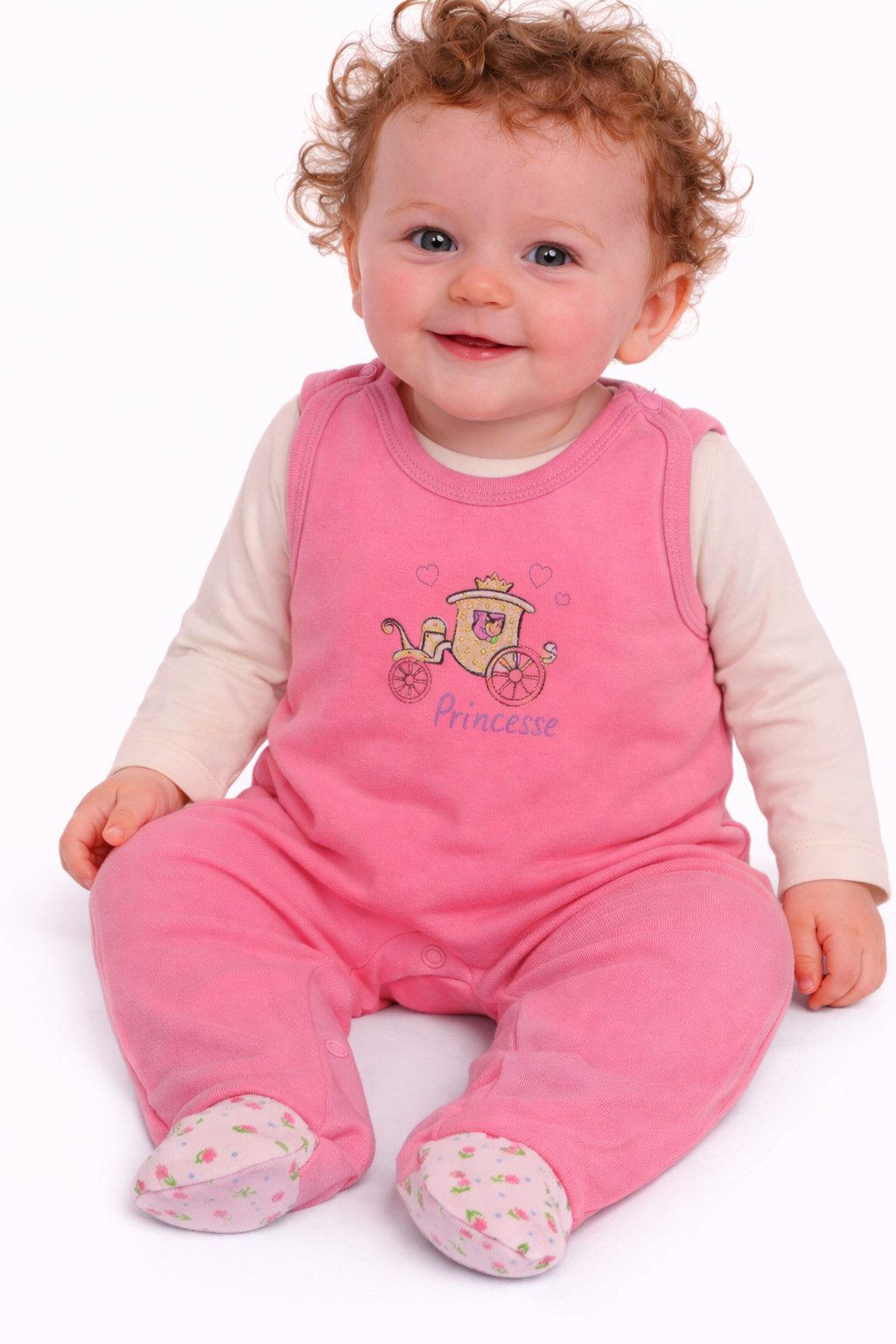 Strampler Stramplerhose Langarmshirt Baby Anzug in Rosa Creme