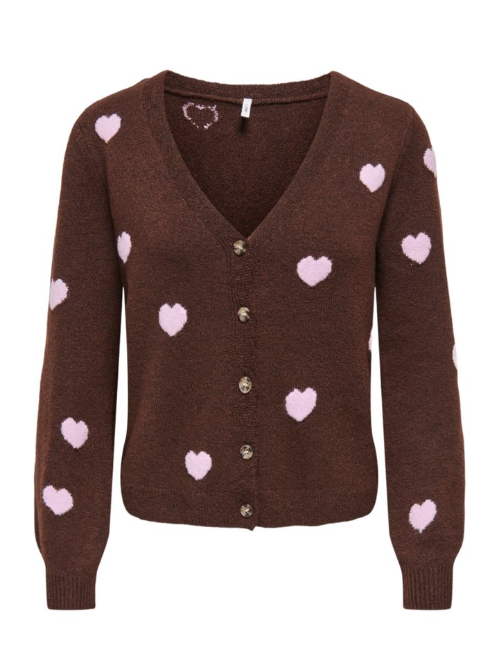 ONLY Kurzjacke 2026 4_PREFALL braun,Casual,Polyester,Gemustert,V-Ausschnitt,Langarm,Regular Fit