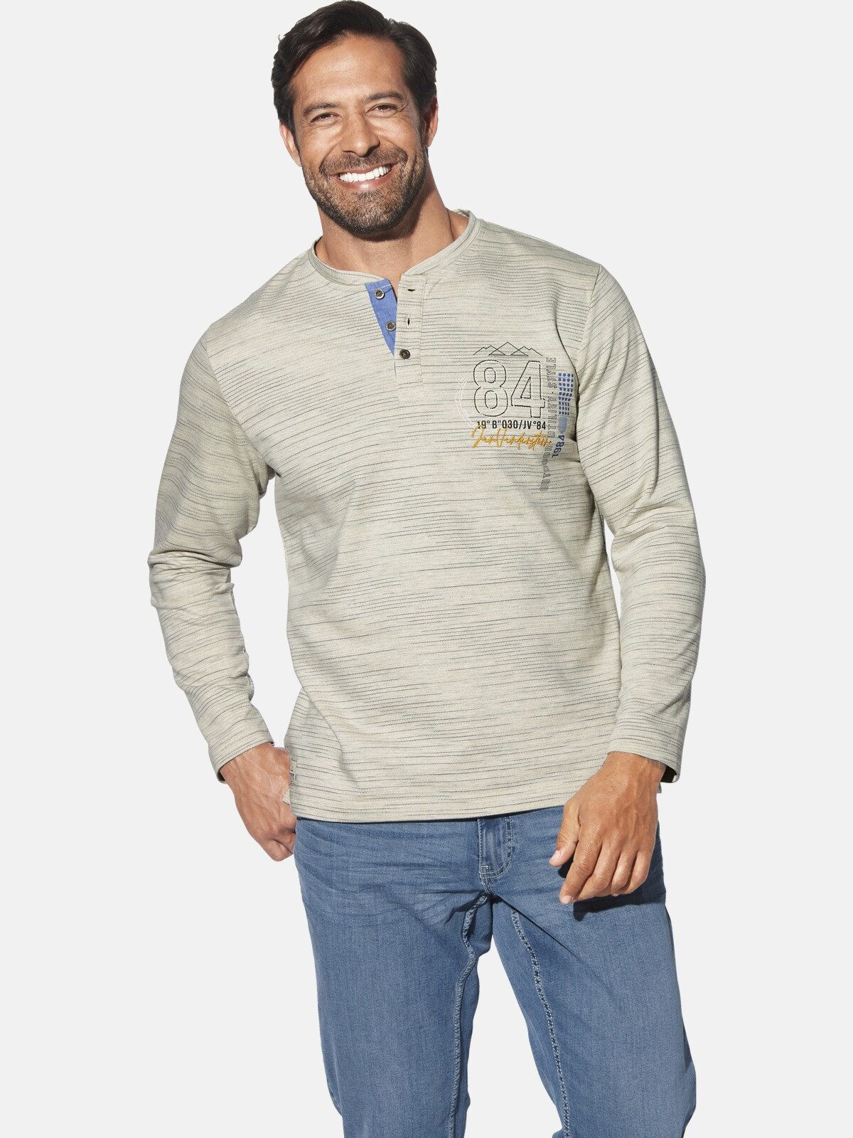 Jan Vanderstorm Sweatshirt MAGNUSGREN mit Strickstreifen günstig online kaufen