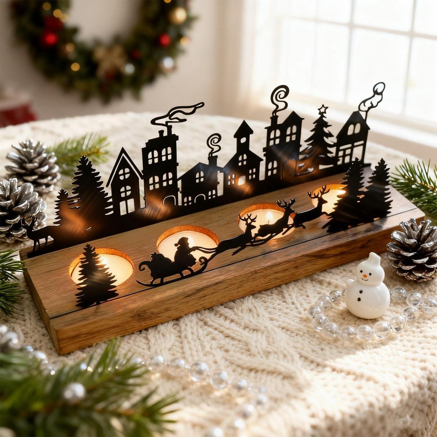 LuxusKollektion Adventsleuchter Adventskranz Kerzenhalter Modern Länglich Tischdeko 2026 (1 St)