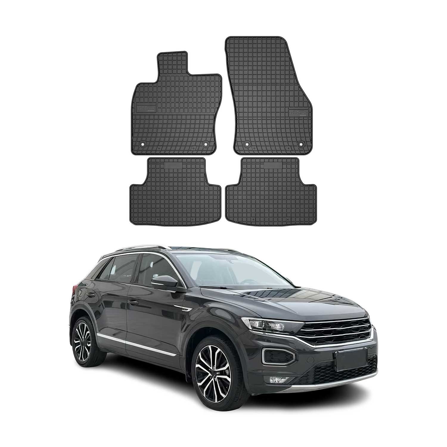 OMAC Auto-Fußmatten 2017-2025 VW T-Roc Fußmatten TPE Schwarz 4 tlg (4 St), für Volkswagen T-Roc 2017-2025 Volkswagen T-Roc 2017-2025, Antirutsch,Wasserfest,Einfache Installation