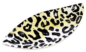 Lashuma Servierplatte Leopard, Keramik, Dessertteller 28x13 cm, ovale Servierschüssel handbemalt