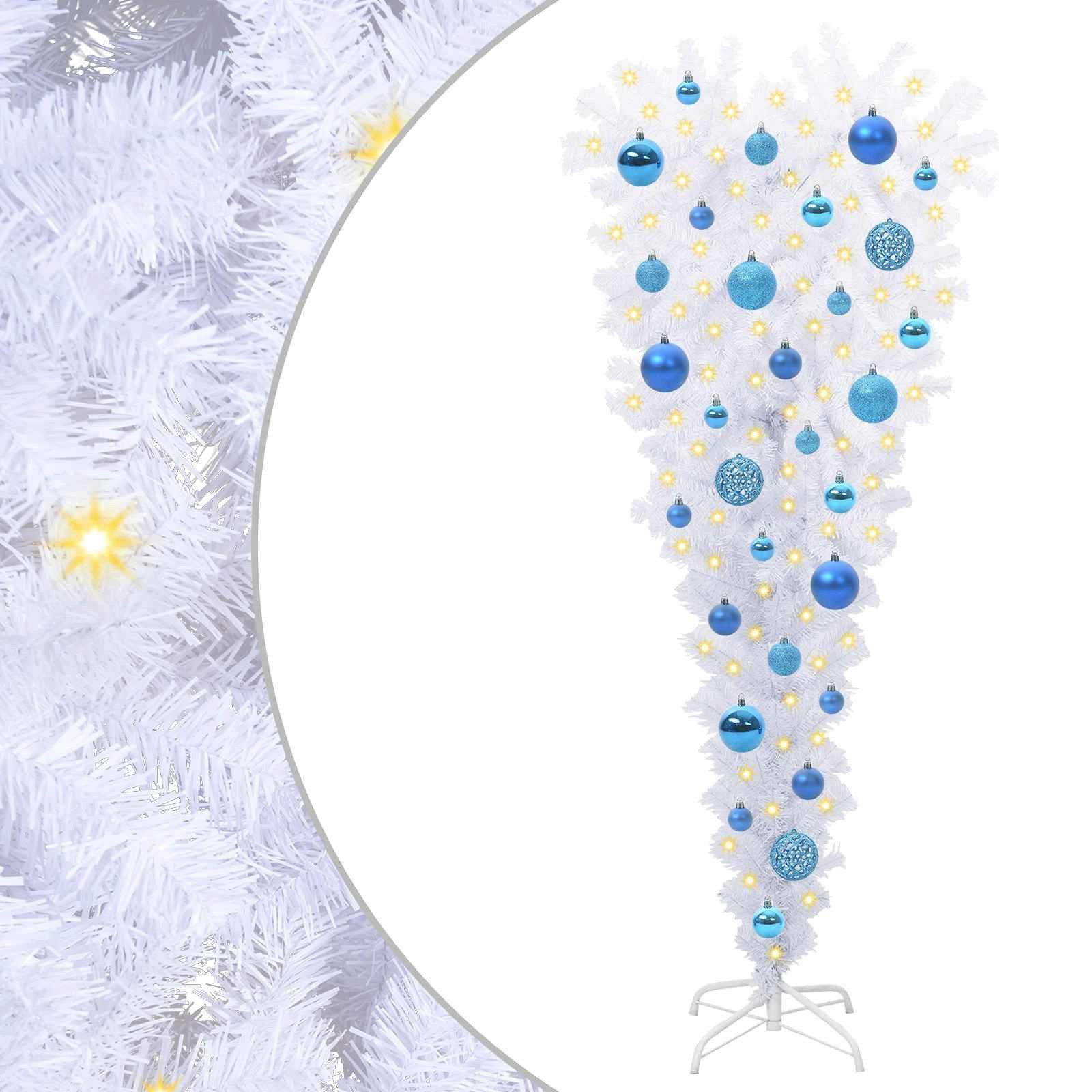 vidaXL Künstlicher Weihnachtsbaum Künstlicher Weihnachtsbaum Weiß 120 cm PVC und Stahl