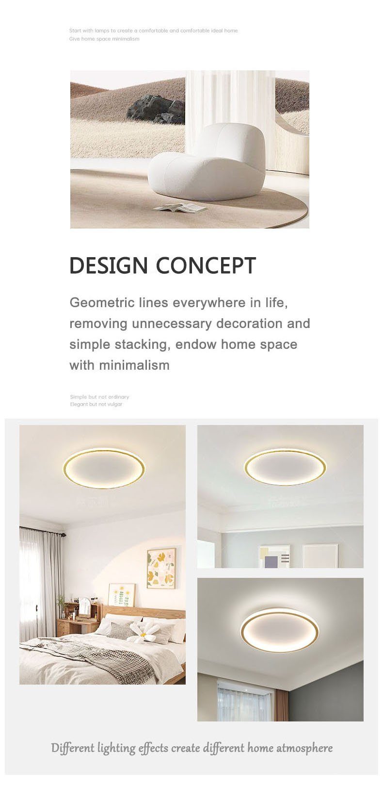 Daskoo Deckenleuchten 44W Rund LED Fernbedienung LED Dimmbar Warmweiß, Gold stufenlos Deckenlampe Neutralweiß, LED Deckenleuchte Kaltweiß, integriert, mit Wohnzimmer, fest dimmbar