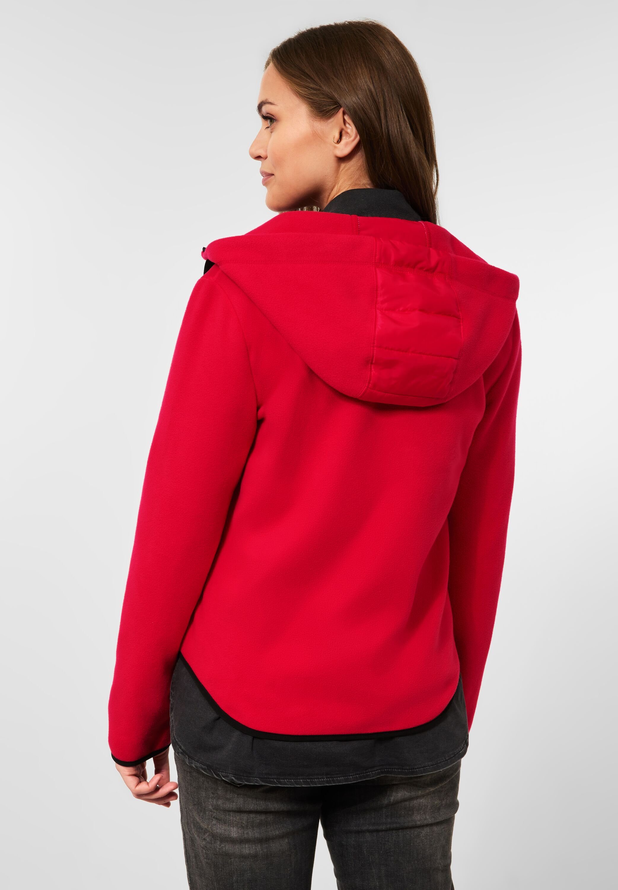 Red Strong Taschen Materialmix Fleecejacke in Sweatjacke Cecil im Cecil (1-tlg)