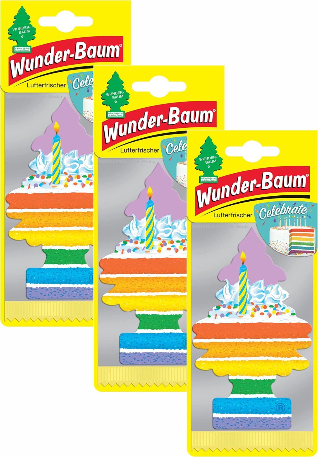 Wunder-Baum Hänge-Weihnachtsbaum Celebrate 3er Duftbäumchen Wunderbaum 3 Set Lufterfrischer Kuchen Cake