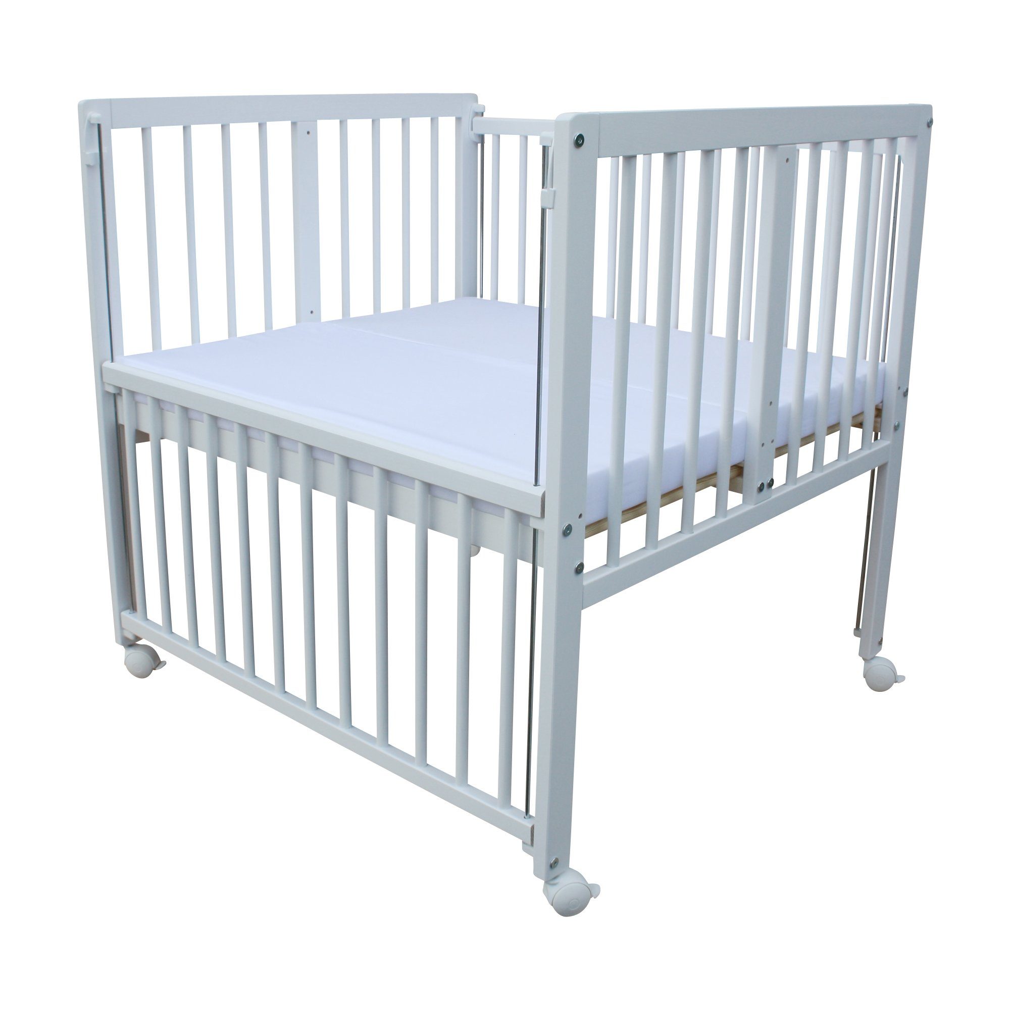 Micoland Beistellbett Beistellbett / Zwillingsbett mit Matratzen und Rädern 90x80 cm LUX