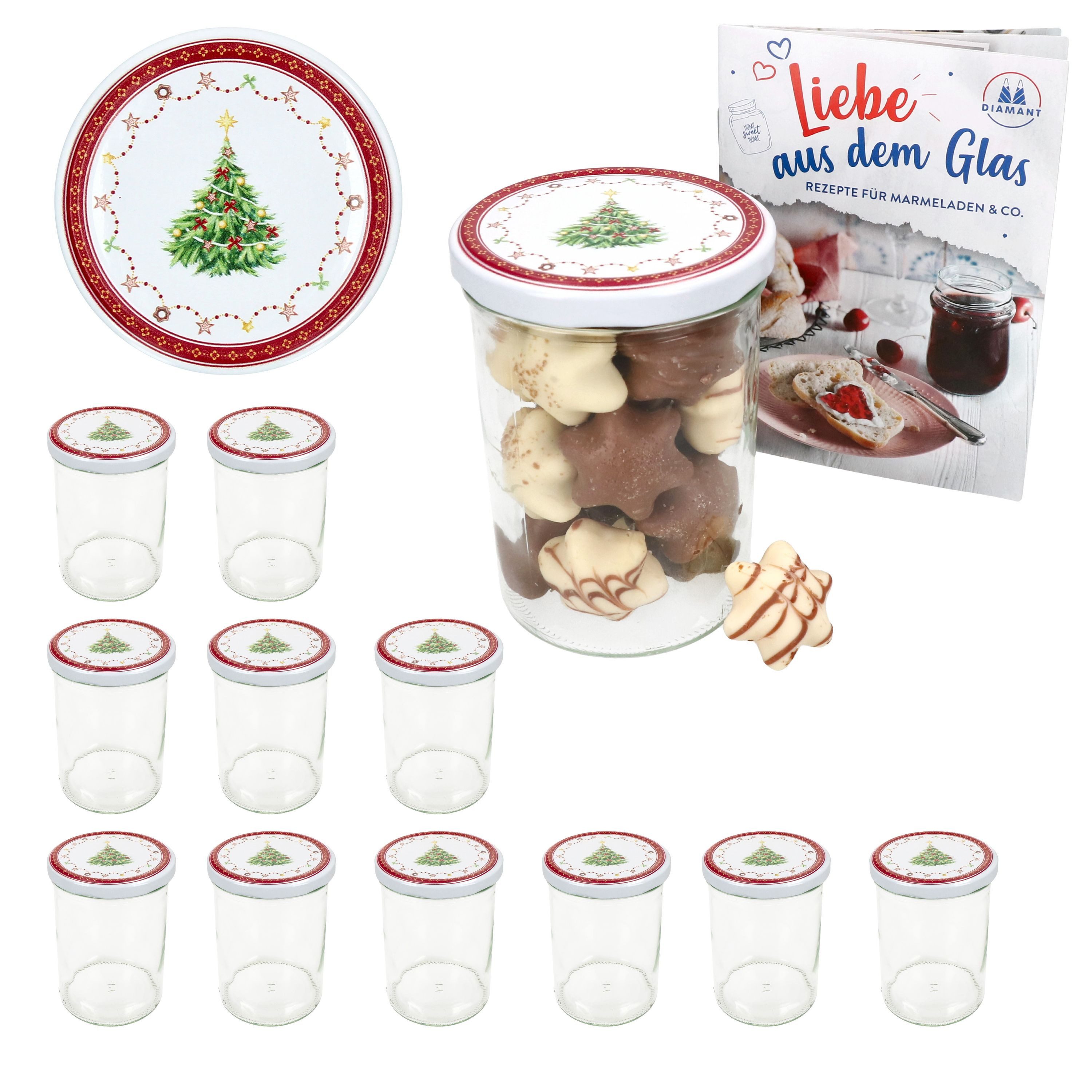MamboCat Einmachglas 12er Set Sturzglas 435ml Einmachglas + TO-Deckel 82 Weihnachtstraum, Glas