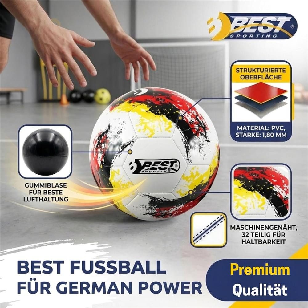 Best Sporting Fußball Fußball Nation Größe 5, Schwarz-Rot-Gold Outdoor Fußball
