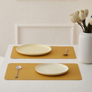 Platzset, 6 Stück Kunstleder-Tischsets, beidseitig mit zwei Farben, gemustert, FIDDY, (wie Stoff, ölabweisend, schmutzabweisend, hitzeisolierend., (Rechteckig)