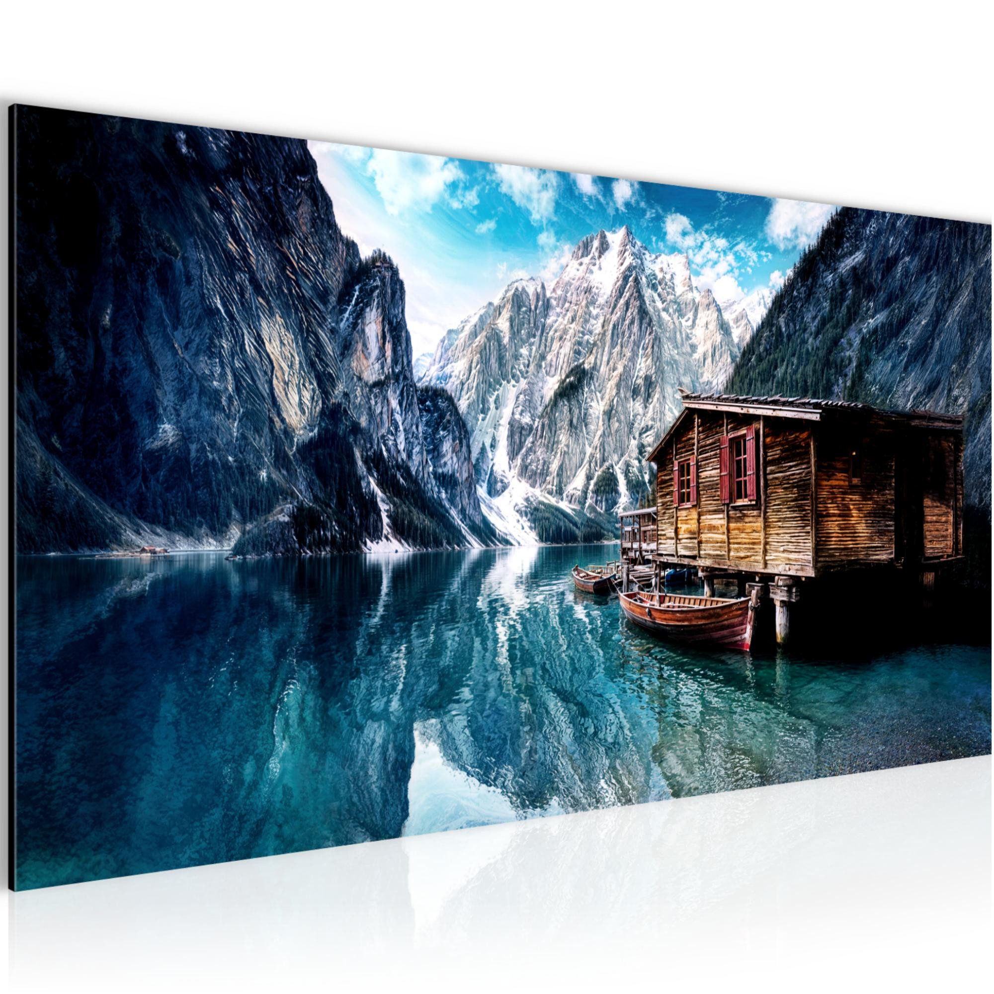 Runa Art Wandbild Natur Landschaft Bild Wohnzimmer Schlafzimmer Deko, Berge Winter