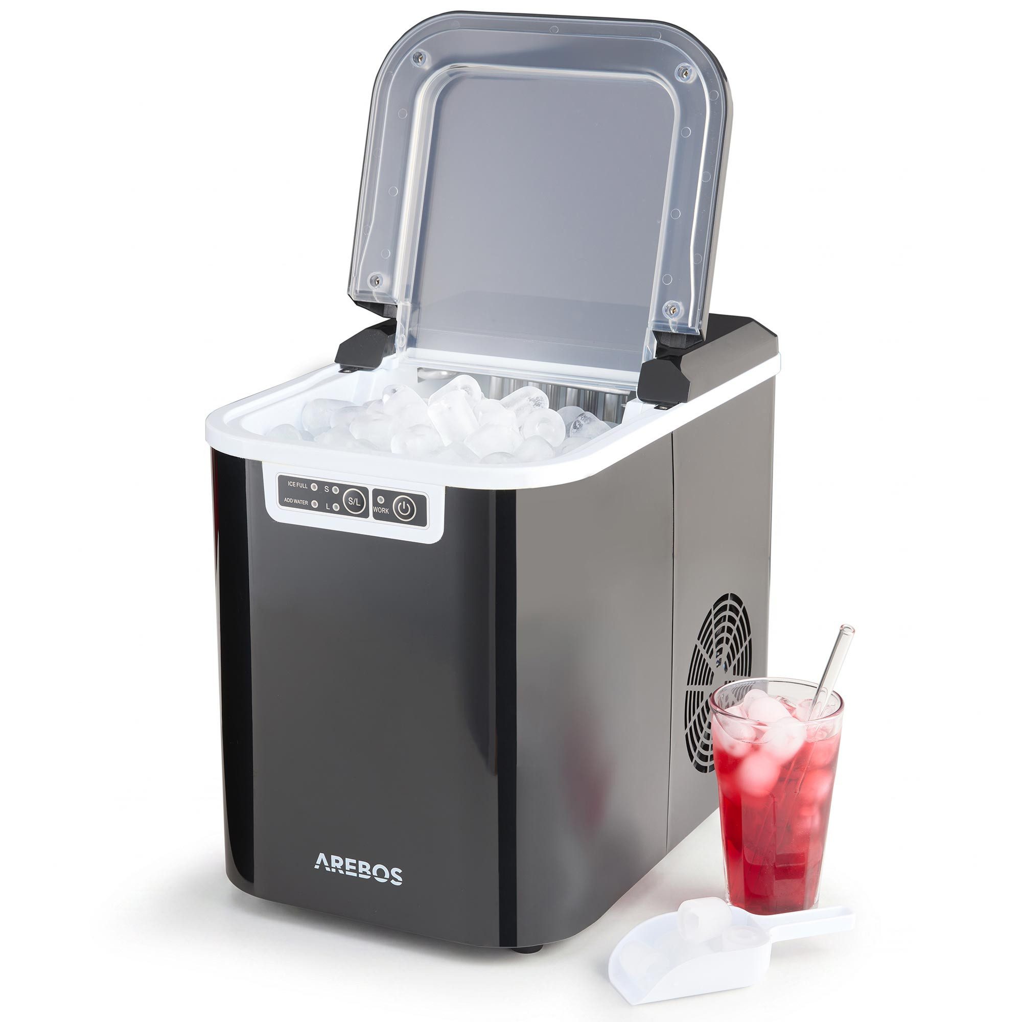 Arebos Eiswürfelmaschine Ice Cube Maker, 12 kg / 24 h, 10-15 Minuten Produktionszeit