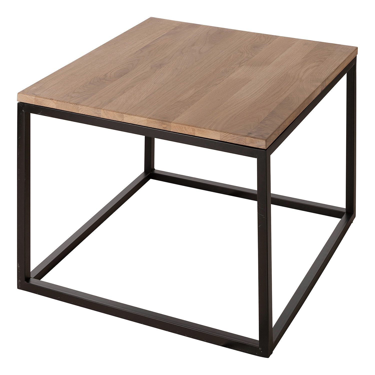 Fink Couchtisch NOVARA Couchtisch - H.45cm x B.55cm- natur/schwarz - Eiche /Stahl (Loungetisch - Sitzbeistelltisch), Moderner Sofatisch Wohnzimmertisch Kaffeetisch Beistelltisch