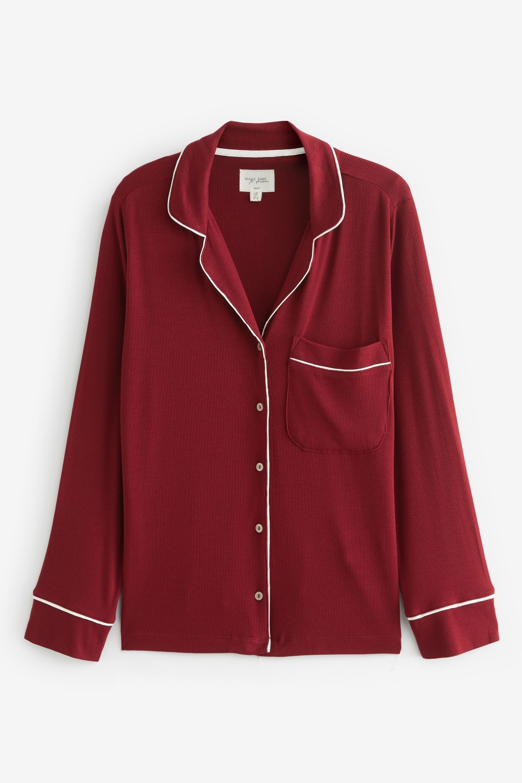 Next Pyjama Gerippter, durchgeknöpfter tlg) Red (2 Schlafanzug