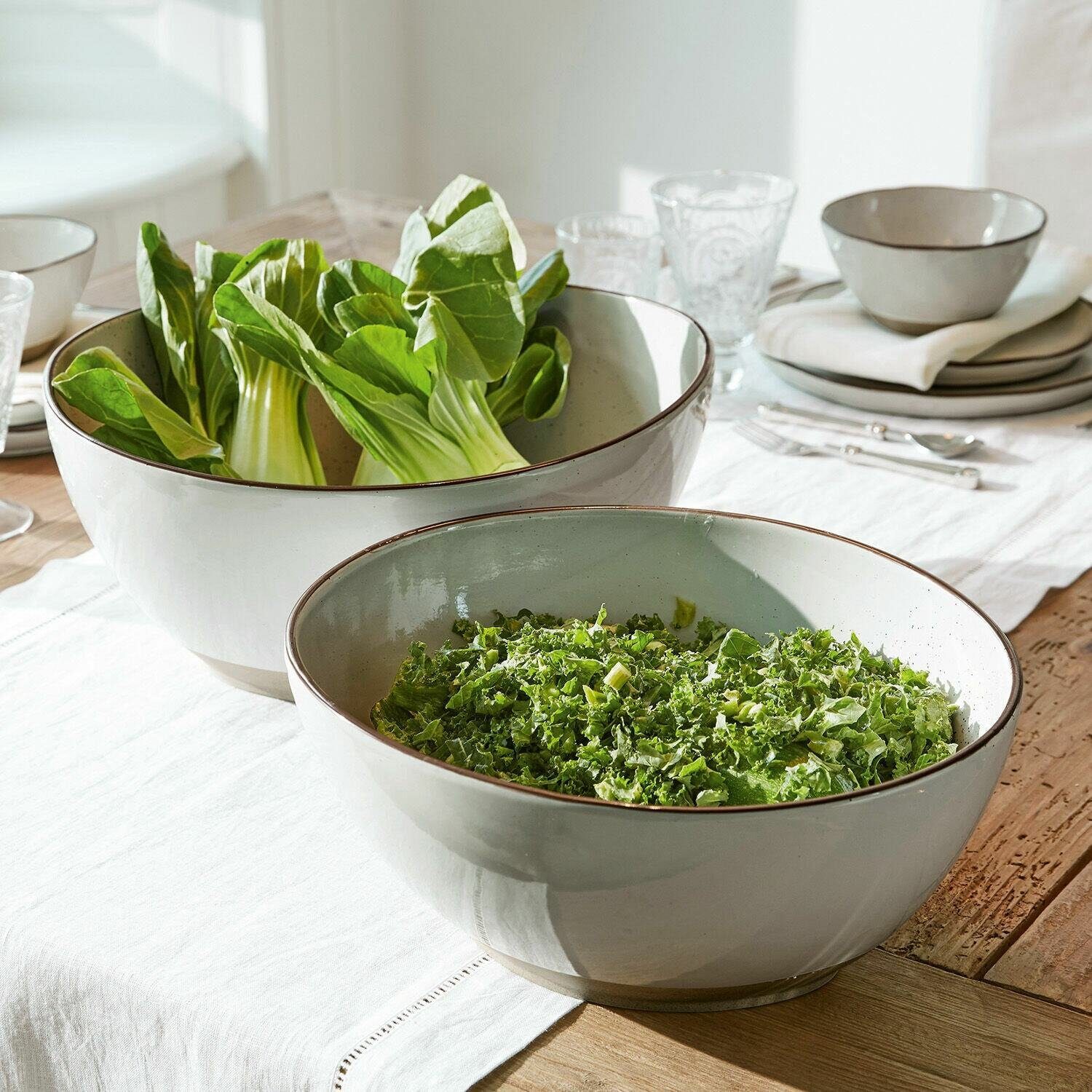 grau, Set Steinzeug Biarré Mirabeau Salatschüssel Geschirr-Set 2er