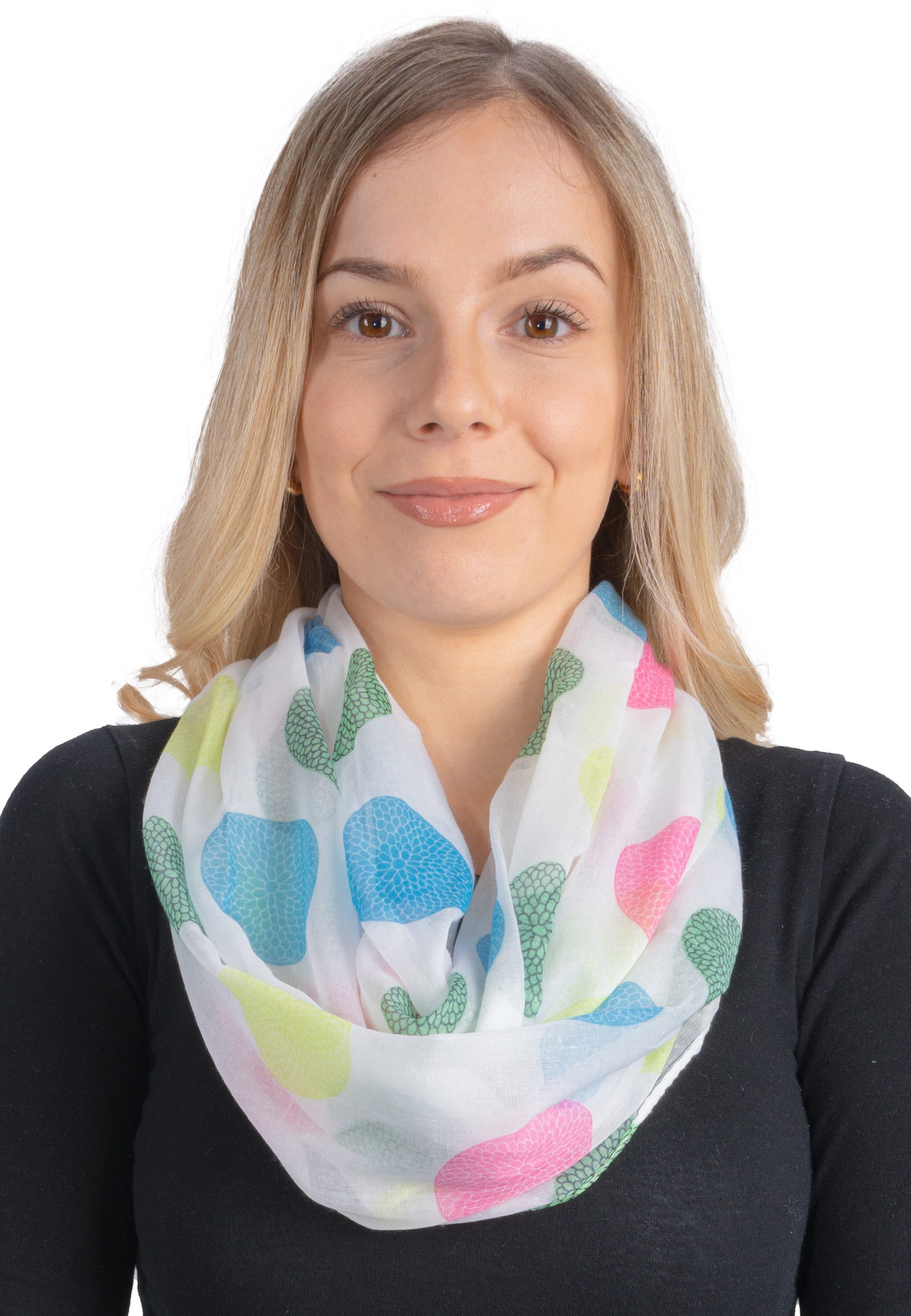 Seasons of April Loop LOOP FRANCESCA, Damen Loop Schal dünn & leicht mit rundem Muster aus Viskose/Seide