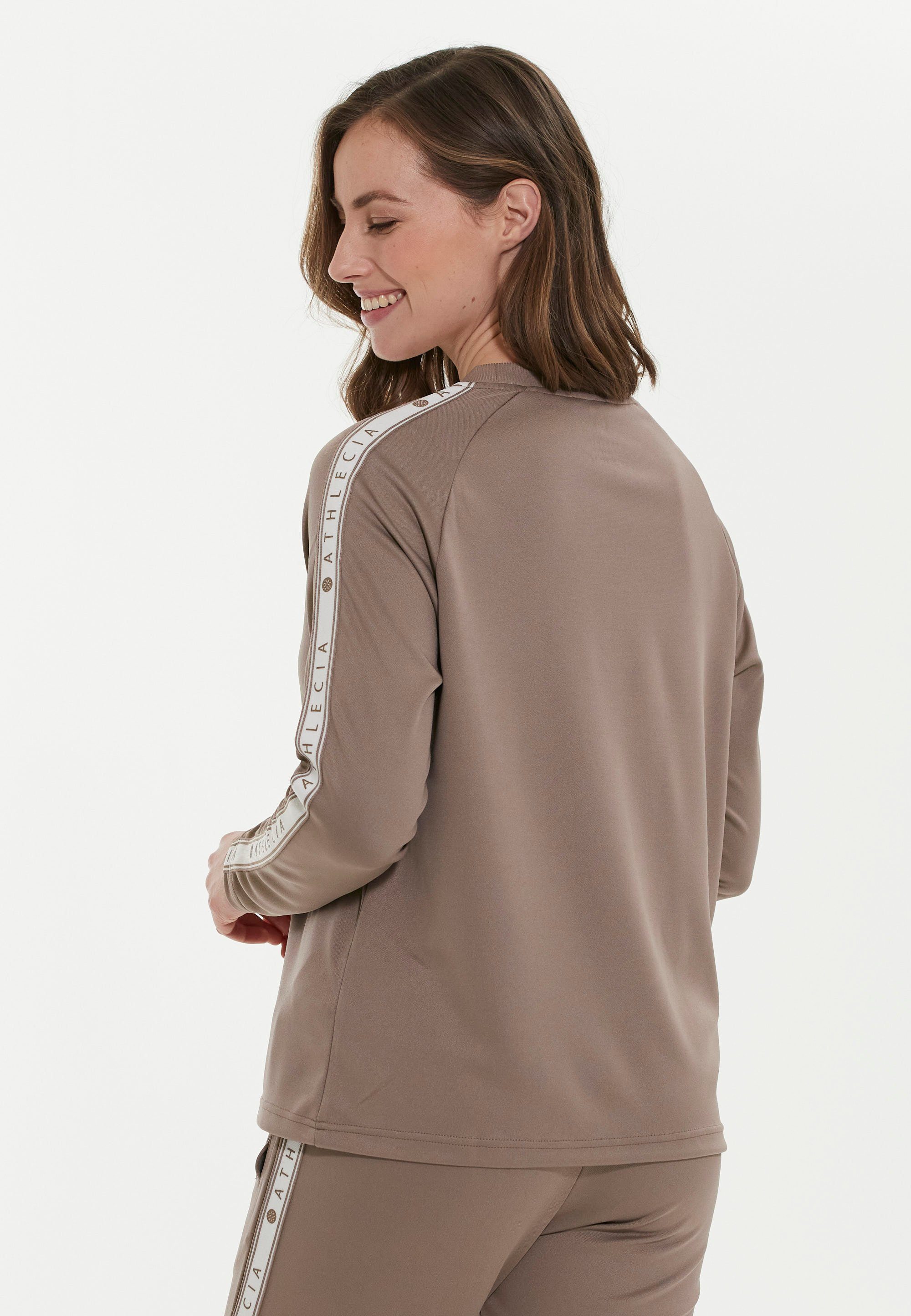 Langarmshirt ATHLECIA beige Logoprint-Streifen (1-tlg) mit hippen SELLA