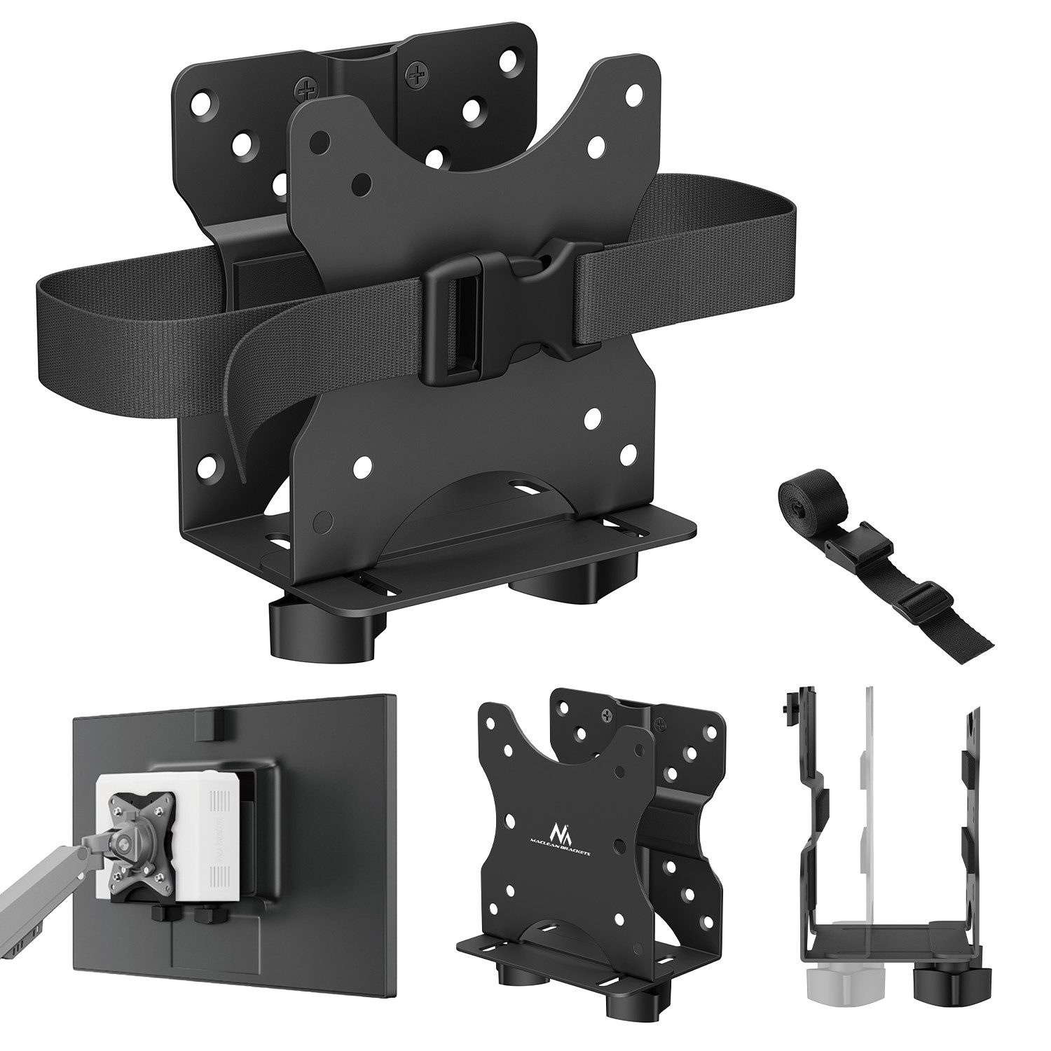 Maclean Halterung MC-115 Mini-PC-Halter Mini-Computerhalter VESA-Klemme, (17-70mm Reichweite, max. Belastung 5kg)