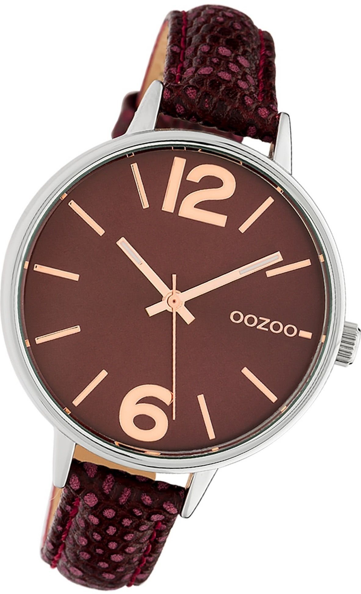rundes OOZOO groß braun, Damen Armbanduhr (ca. Timepieces, Quarzuhr Damenuhr Gehäuse, Oozoo Lederarmband 42mm)