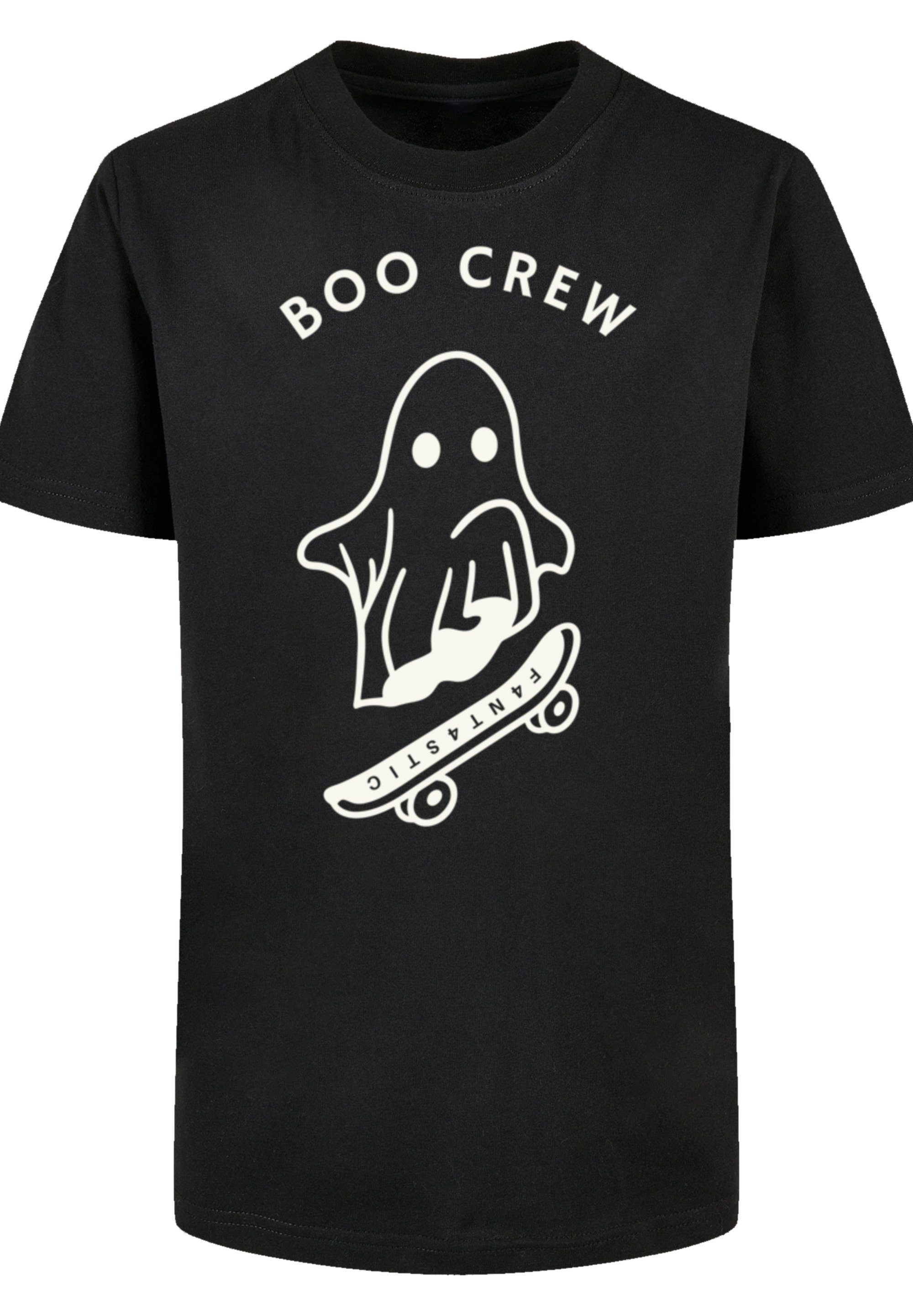 Regular Print, Fit und mit Rundhalsausschnitt F4NT4STIC gerippten Crew Boo Halloween T-Shirt