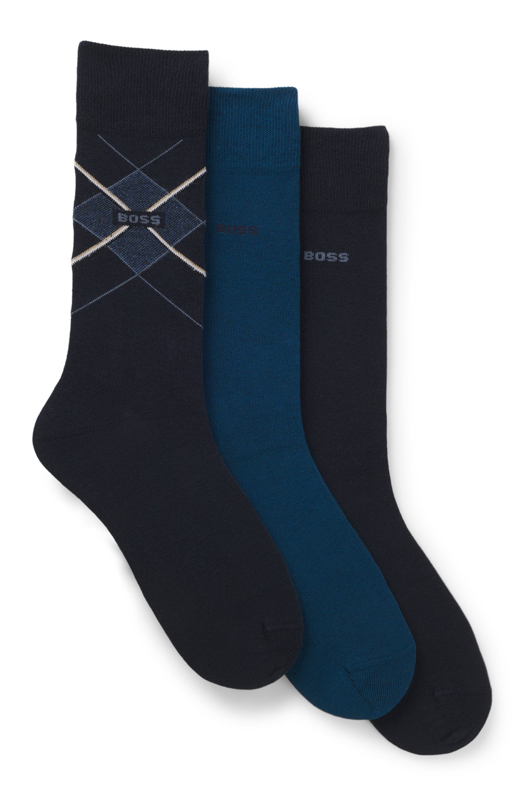 BOSS Socken 3PRSGiftset ArgyleCC (3-Paar) Geschenk-Set, Baumwoll-Mix