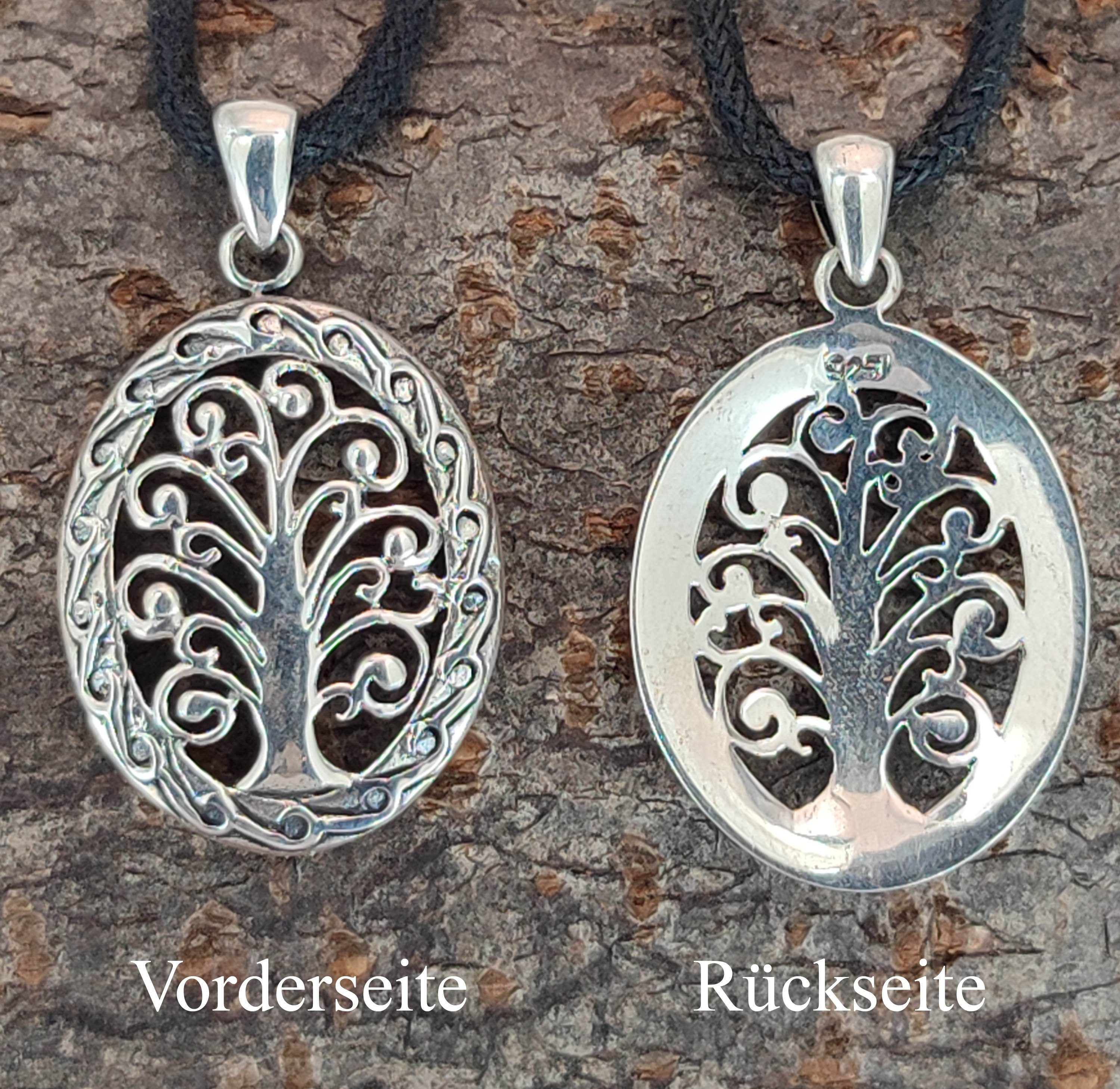925 Anhänger Weltenbaum Silber of Kettenanhänger Weltesche Yggdrasil Kiss Leather Lebensbaum