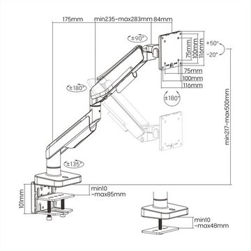 ROLINE LCD-Arm, Tischmontage, Gasfeder, 5 Gelenke Monitor-Halterung, (bis 20 kg)