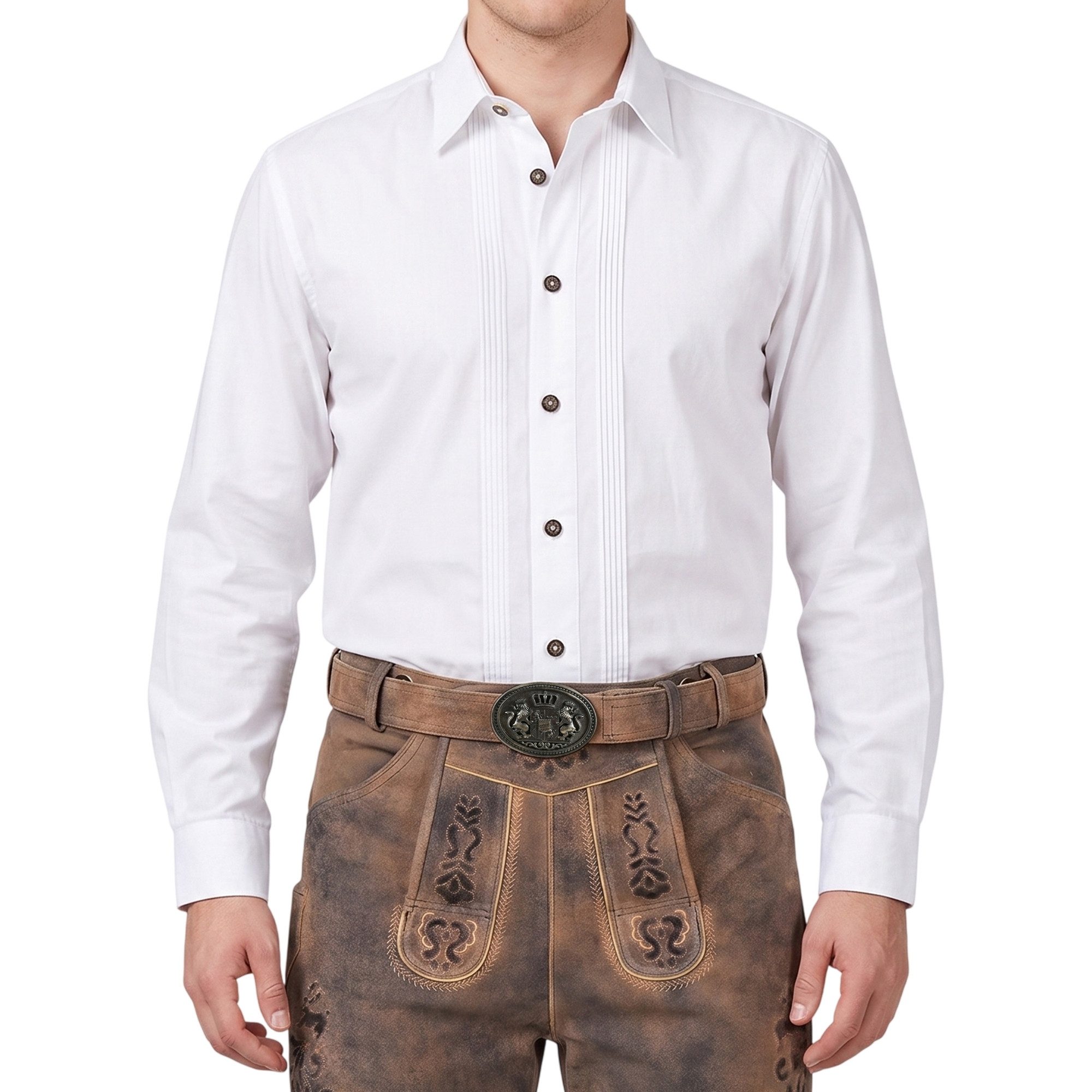 German Wear Trachtenhemd GW1264-L-Kentkragen Trachtenhemd Businesshemd 2x5 Biesen Hemd Langarm Baumwolle