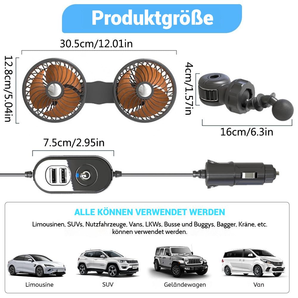 JOYOLEDER Handventilator Ventilator Auto für Rücksitz, günstig online kaufen
