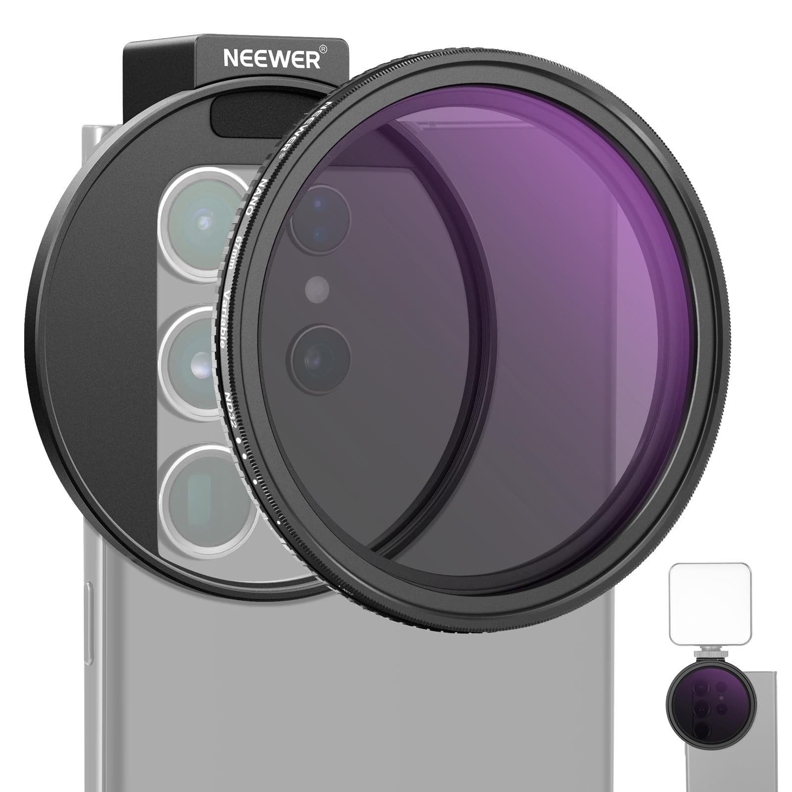 Neewer NW SERIES S 67mm ND2-ND32 Filter Set für iPhone & Galaxy Smartphones Graufilter (Belichtungssteuerung mit variablem ND-Filter)