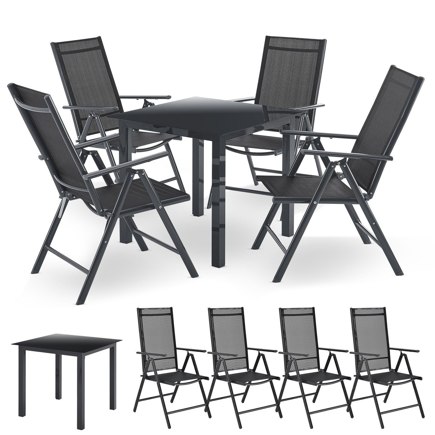 Juskys Garten-Essgruppe Milano, (5-tlg), 4 Gartenstühlen günstig online kaufen